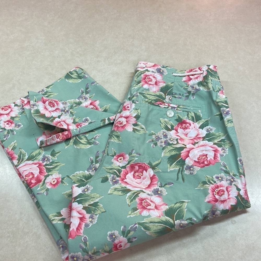 Lauren Ralph Lauren Mint Green Floral Cropped Pants - Picture 10 of 13
